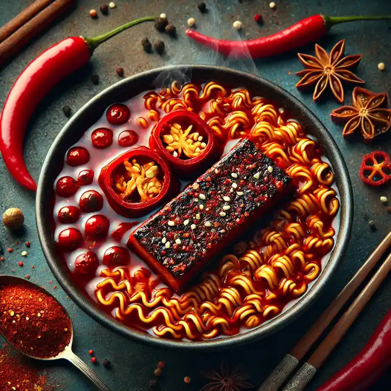 편의점 꿀조합 요리 추천 – 라면+핫바 꿀레시피 모음 - 마라핫바 라면, 혀가 얼얼한 중독 이미지